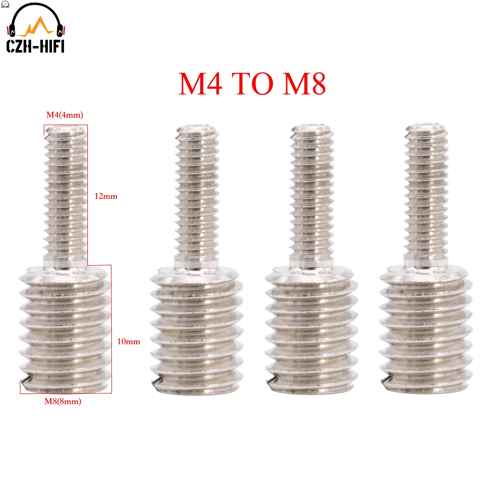 4er-Set reine Messing-Schraubenadapter M4 M6 M8 M10 zur Gewindeumwandlung für variable Durchmesser und Verstärker-Fußplattenmontage – Detail 3