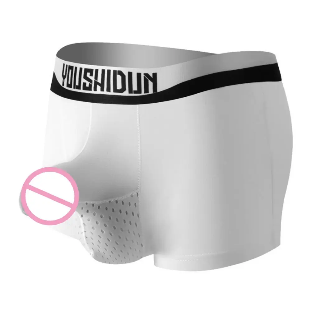 

Men'S Boxer Shorts Underwear Spring Autumn Winter Large Korean Mid Rise Cotton Flat Corner Shorts U Convex Big Pouch Trunk