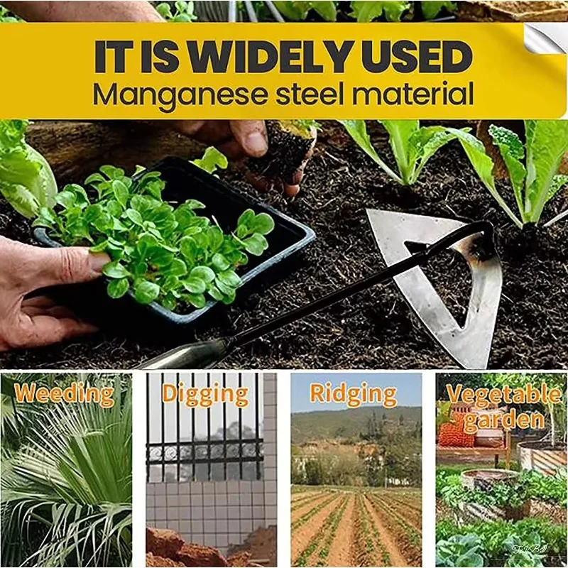 All-steel Hardened Hollow Hoe Handheld Weeding Rake Planting Vegetable Farm Garden Agriculture Ranch Tools Accessories 2