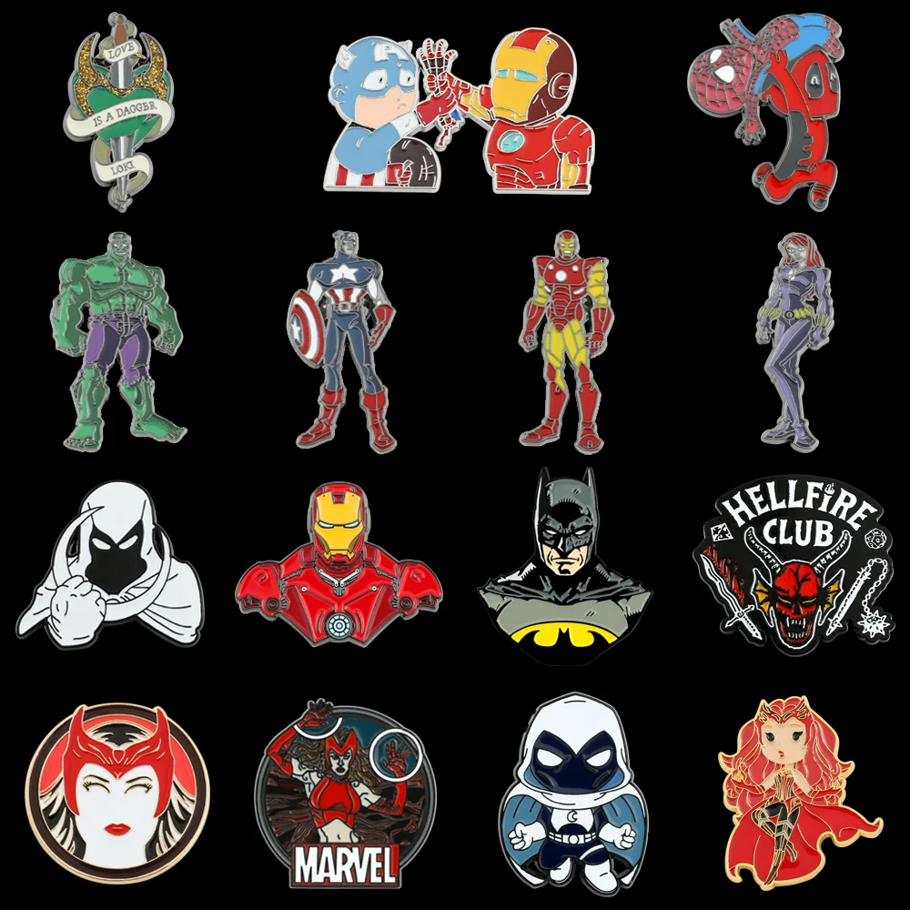 

Marvel Cute Avengers Enamel Lapel Pins for Backpack Accessories Superhero Metal Badge Button Brooches for Women Men Gifts