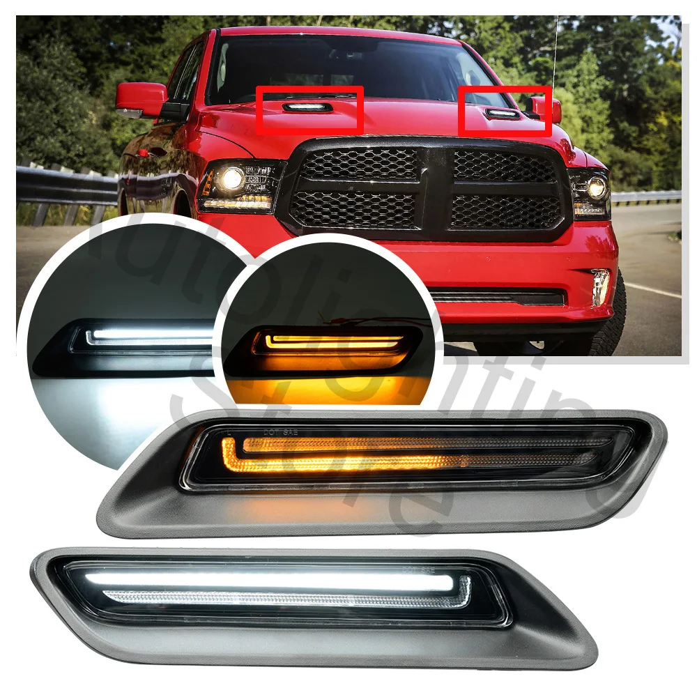 2X LED sport hood Light decorative grille trim For Dodge RAM 1500 2010