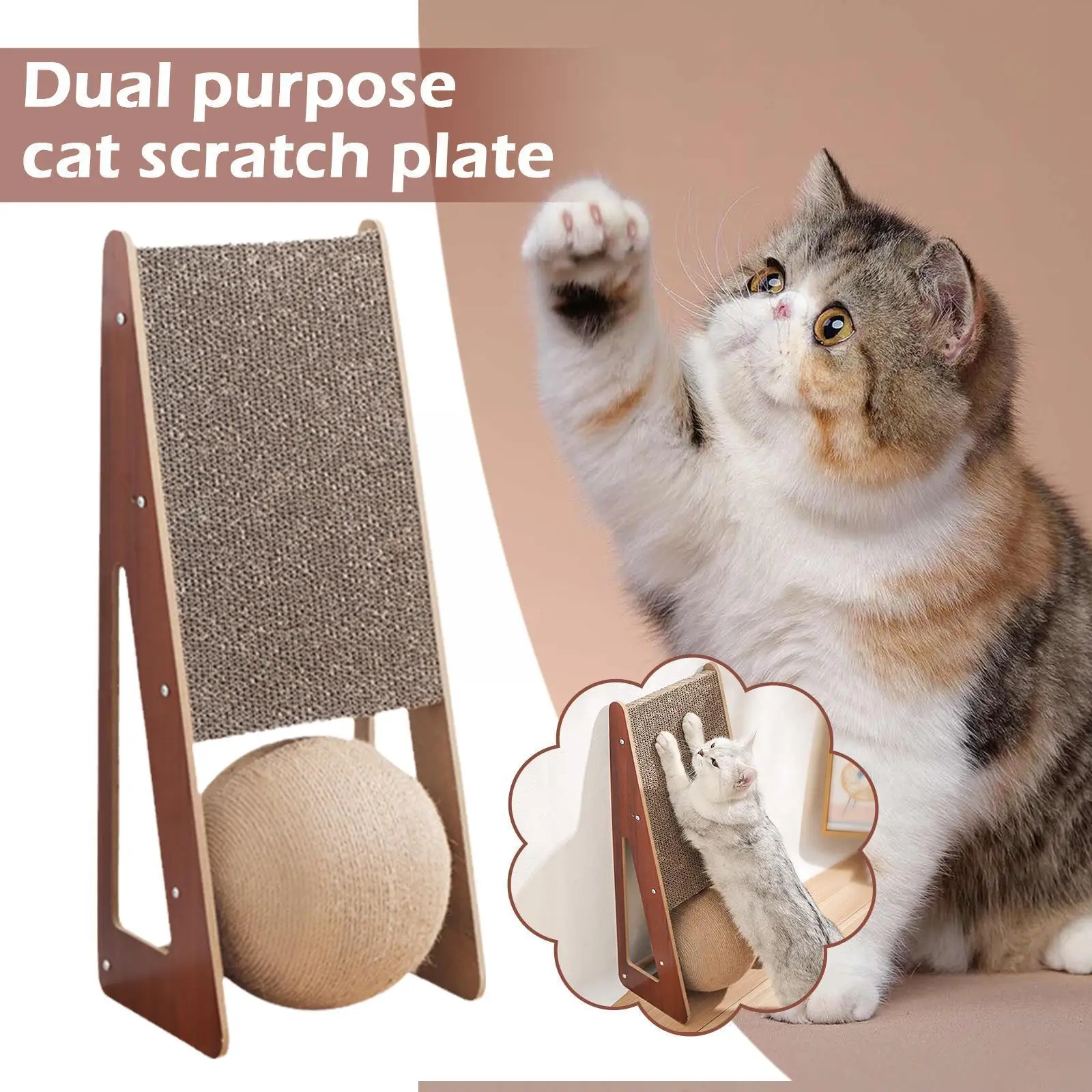 Cat Scratching Ball Toy Kitten Sisal Rope Ball Board Wearresistant