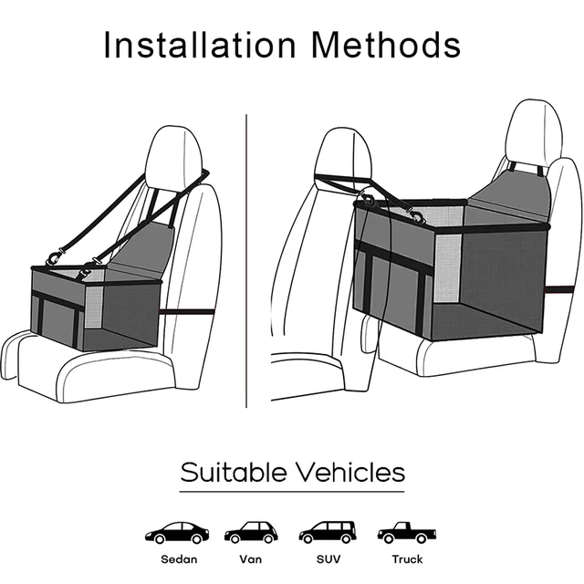 Dog Car Seat,Scratch Proof Durable Pet Booster Car Front Seat Puppy Safety Belt Stable Foldable Travel Pet Car Seat 5