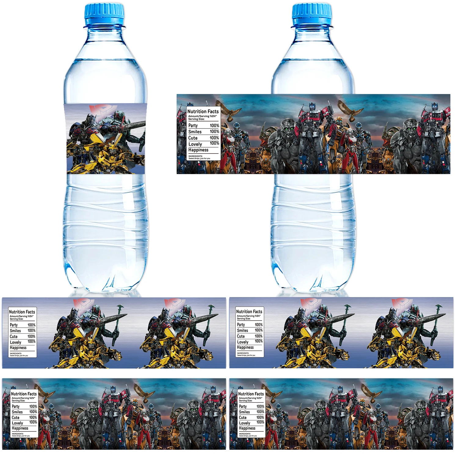 

Transformers Water Bottle Labels Stickers Baby Shower Party Supplies Competition Birthday Football Outdoor Decorations for Boys