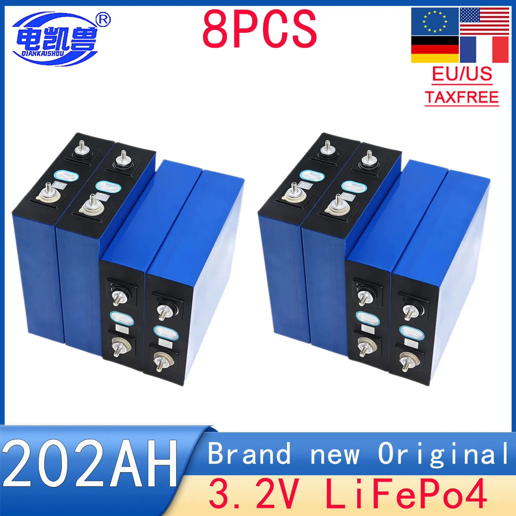 

8PCS 310AH 202AH 150AH 280AH 105AH 3.2V Lifepo4 Battery Lithium Iron Phosphate Batteri DIY 24V RV Boat Home Energy Storag Cell