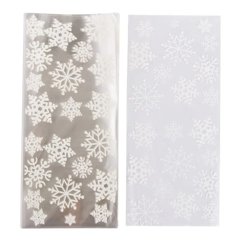 Christmas Gift Bags 50PCS Gift Pouch Party Supplies Snowflake Transparent Christmas Candy Bags Baking Packaging Cookies Storage Cellophane