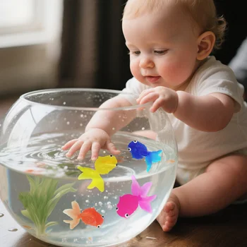 Children's 6Pcs/Set Kawaii Simulation Rubber Goldfish Baby Bath Water Play Games Toys for Kids Toddlers Bathing Shower Gifts 2