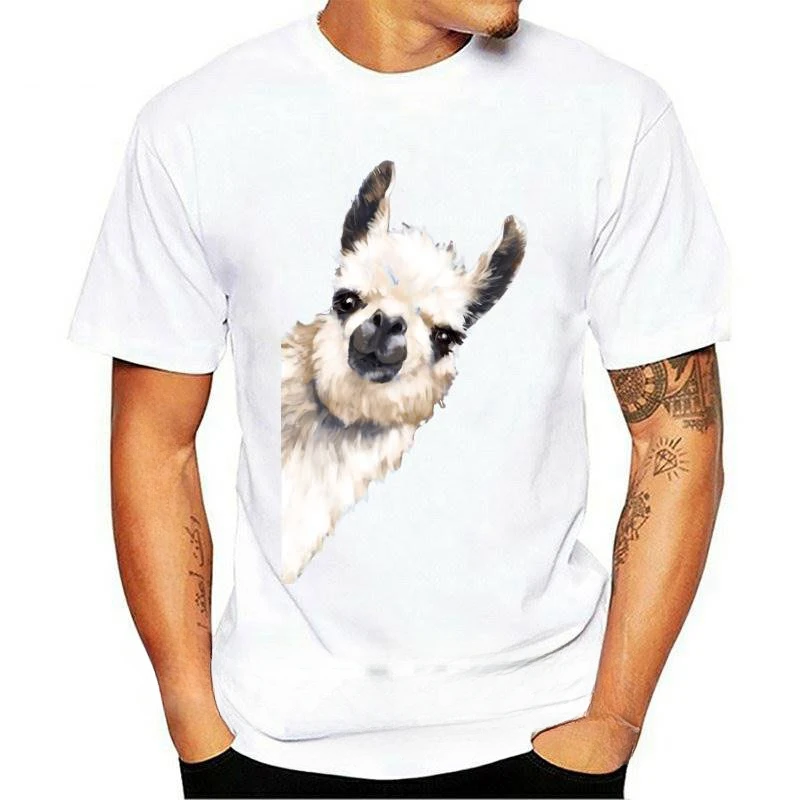 

Новая футболка с принтом альпака, Повседневная футболка с коротким рукавом, милый рисунок Альпака на ферме, Модный повседневный Топ унисекс