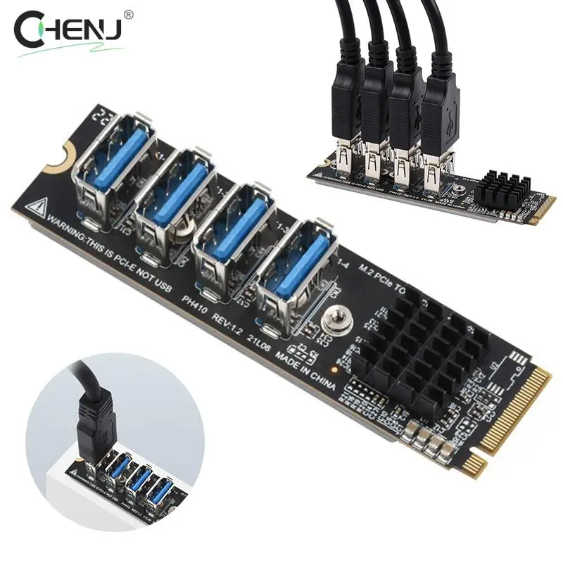 

Карта расширения M.2 NVME на USB 3,0 PCIE X16 от 1 до 4 PCI Express, умножитель концентратора, адаптер M2, карта расширения для майнинга биткоинов Antminer