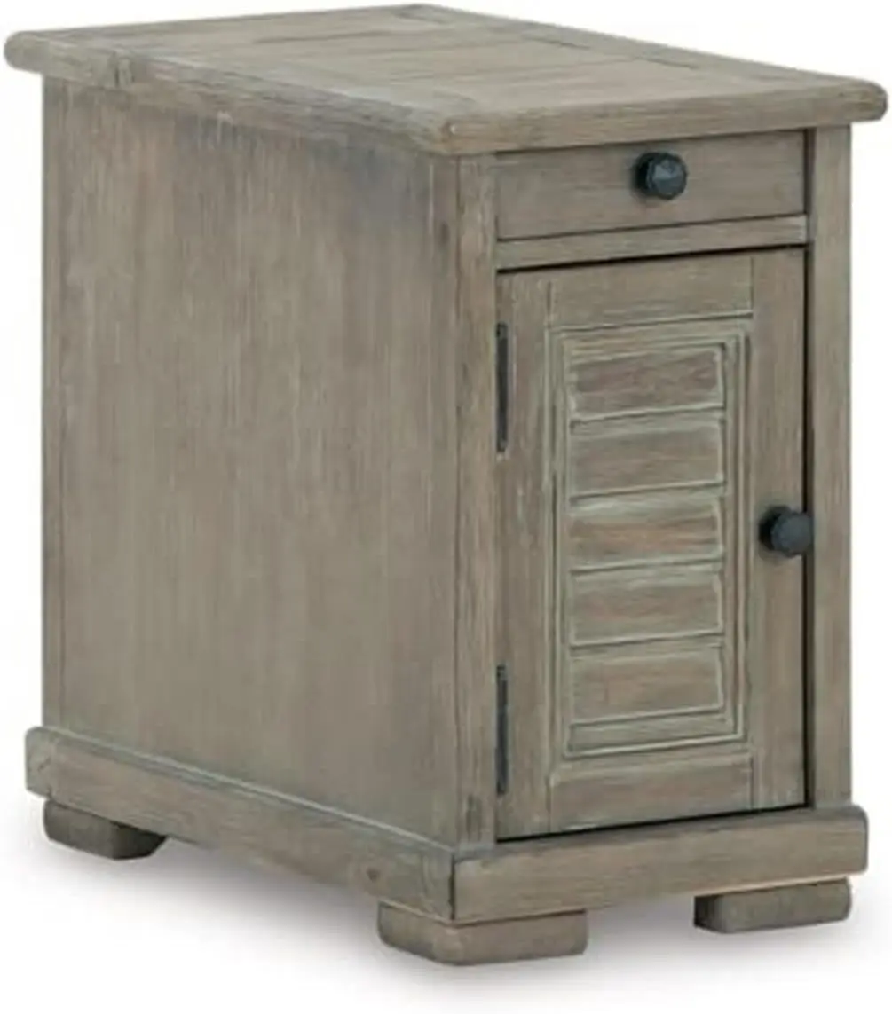 

Signature Design by Ashley Moreshire Casual Chairside End Table with a Storage Cabinet, Pull-Out Tray & USB Charging Ports