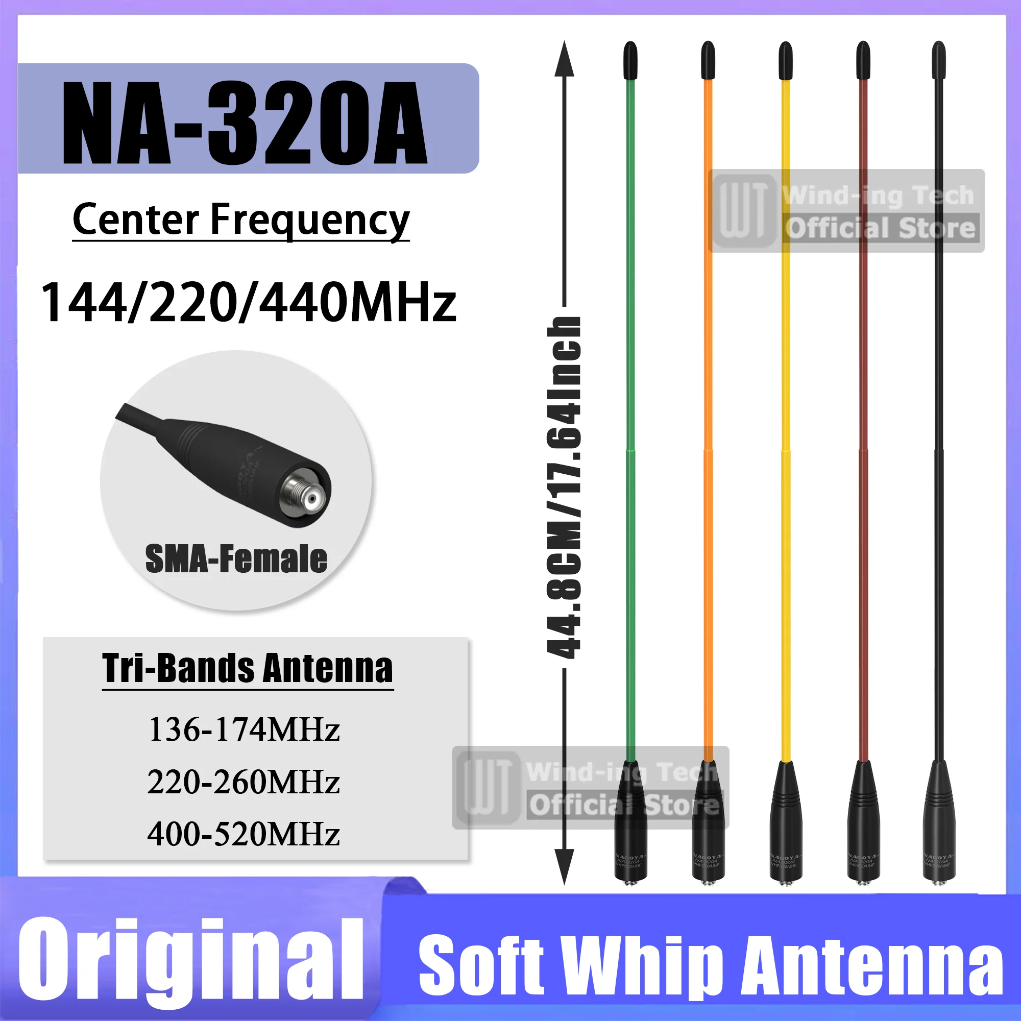 Nagoya NA-320A Antena tribanda HT de 17,7 pulgadas (144-220-440Mhz