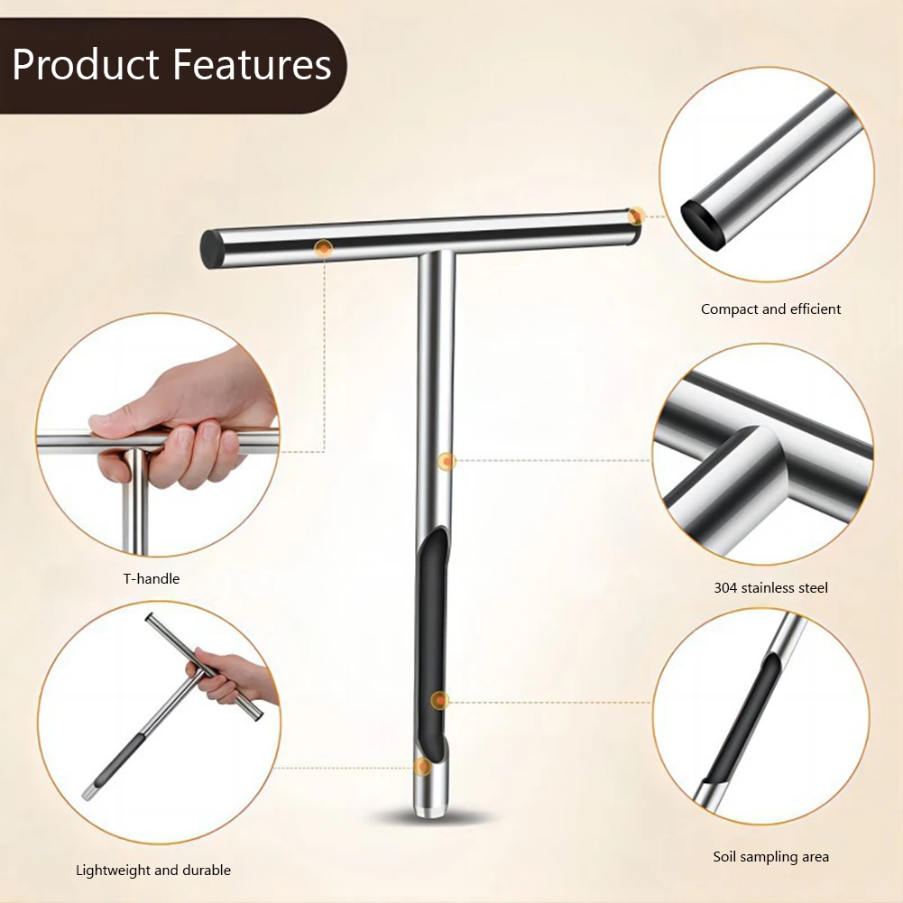 

Stainless Steel Soil Probe Rod Portable Soil Test Kits Quick Inspection 12inch/21inch Garden Lawn Maintenance Tool