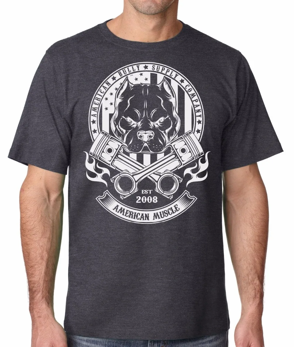 

American Bully Pitbull American Muscle Car T Shirt. Short Sleeve 100% Cotton Casual T-shirts Loose Top Size S-3XL