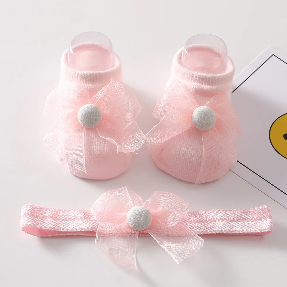 

2Pcs Bow Lace Baby Socks headband Newborn Cotton Baby Girls Sock Cute Princess Style Toddler Socks Baby Accessories For Children