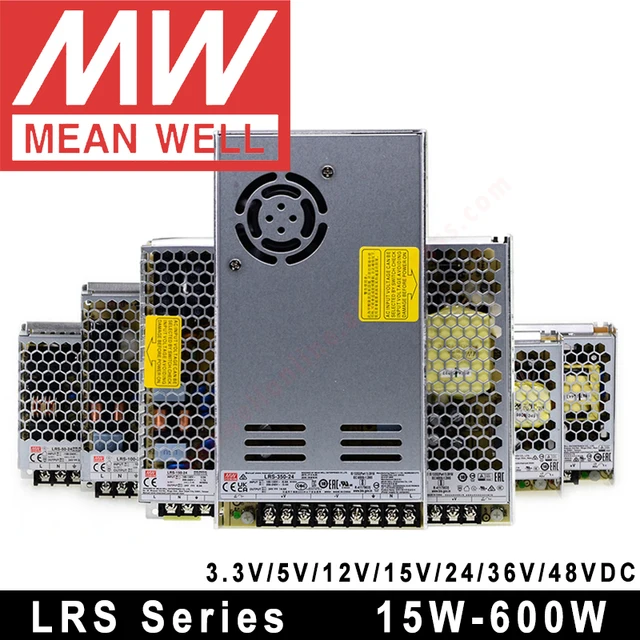 Original Mean Well RS-15/25 LRS-35/50/100/150/200/350/450/600 Series Meanwell 3.3V 5V 12V 15V 24V 36V 48V Switching Power Supply 1
