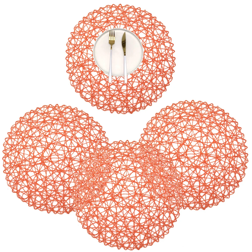

Luxury Natural Paper Fiber Woven Placemats Round Heat Insulation Placemats Dining Table Mats Insulation Pad No-Slip Pads