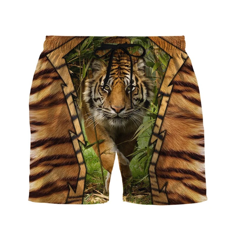 

Asian Tiger 3d Print Hawaiian Beach Shorts Men Plus Size Swim Trunks Summer Sports Gym Street Short Pants Surfing Board Shorts