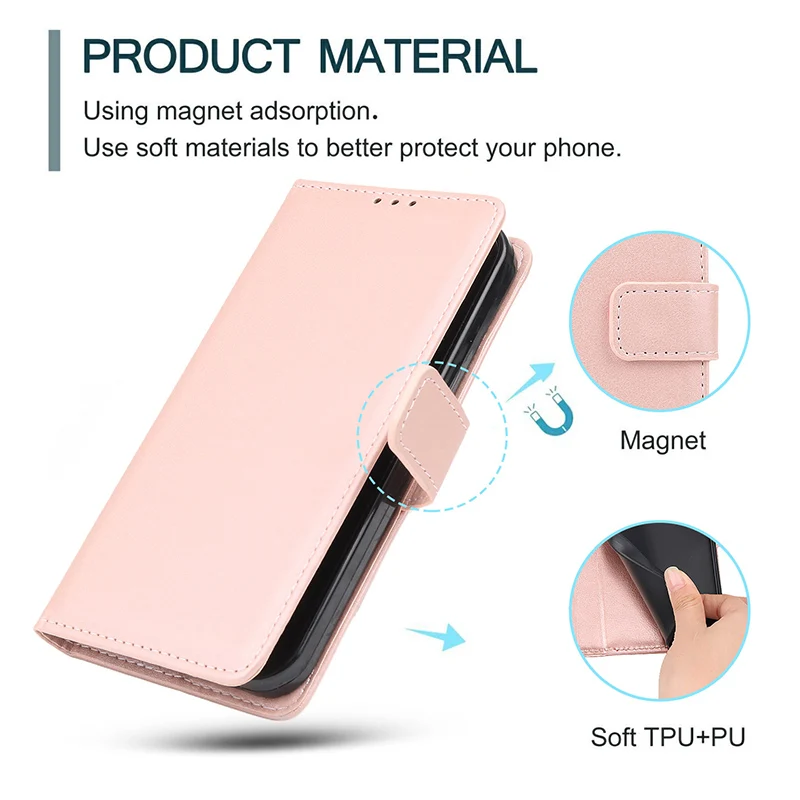 Luxury Leather Flip Wallet Case with Lanyard and Magnetic Closure