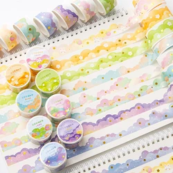 Washi Tape Set with Kawaii Cloud Stickers for DIY Arts & Crafts, Gift Wrapping, and Journaling (8 rolls)