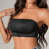 Soutien-gorge sans bretelles pour femmes, Sexy, sans couture, sans rembourrage, bouton avant, confortable, lisse, demi-tasse, sous-vêtements antidérapants en Silicone 2