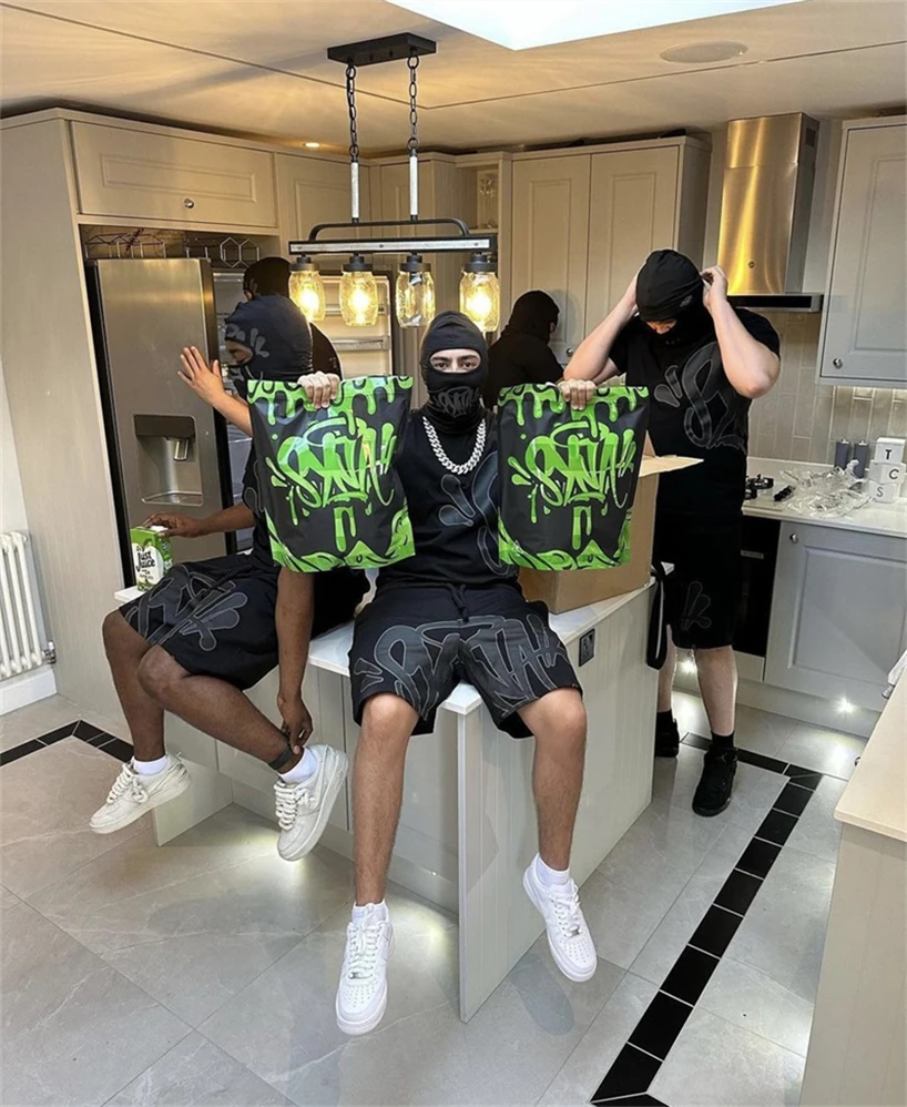 

2024 SY T-shirt Men's Black Shorts Suits High Quality Original UK Grey TEE Sets Hip Hop Street Wear Tracksuit