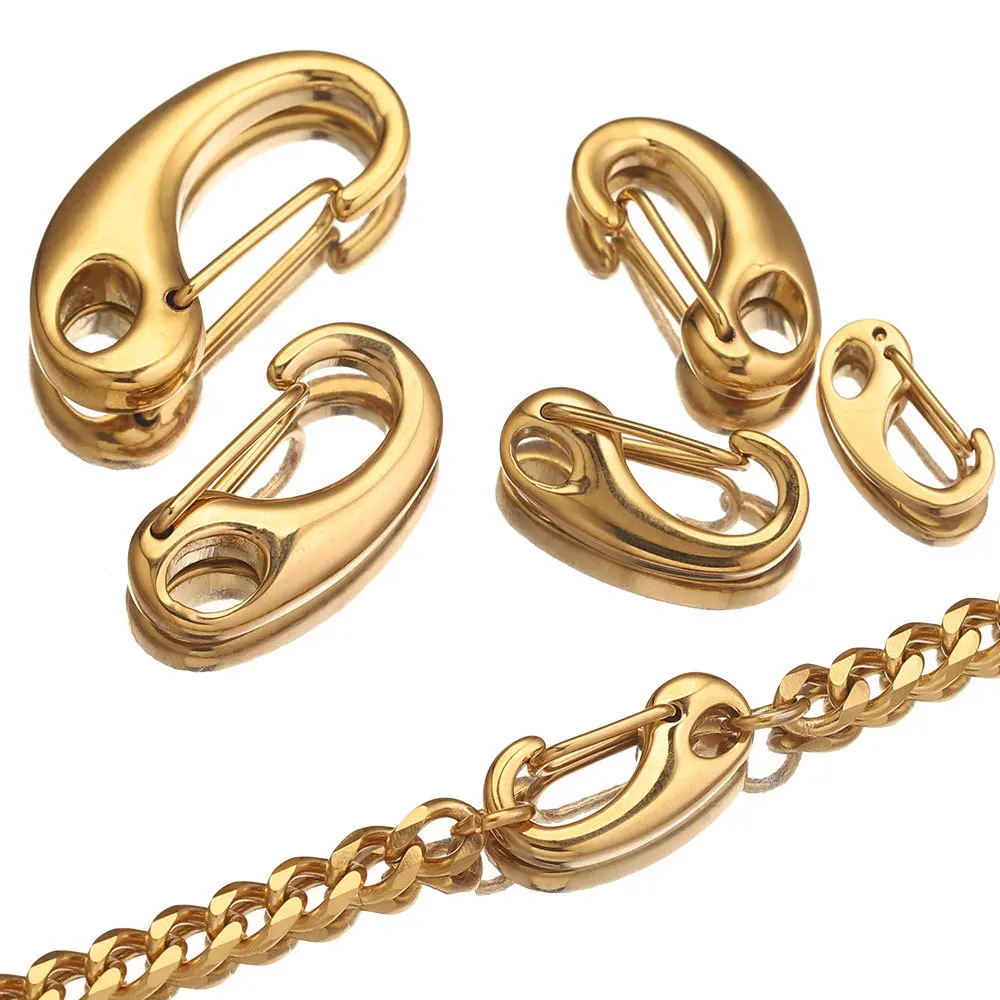 3PcsGoldStainlessSteelLobsterClaspsNecklaceHooksChains