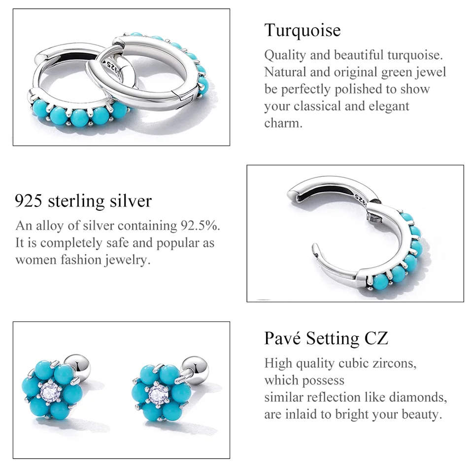 Orecchini Pendenti Donna In Argento 925 Stile Boho Con Turchesi - Gioielli Eleganti Per Compleanno, Anniversario E Natale