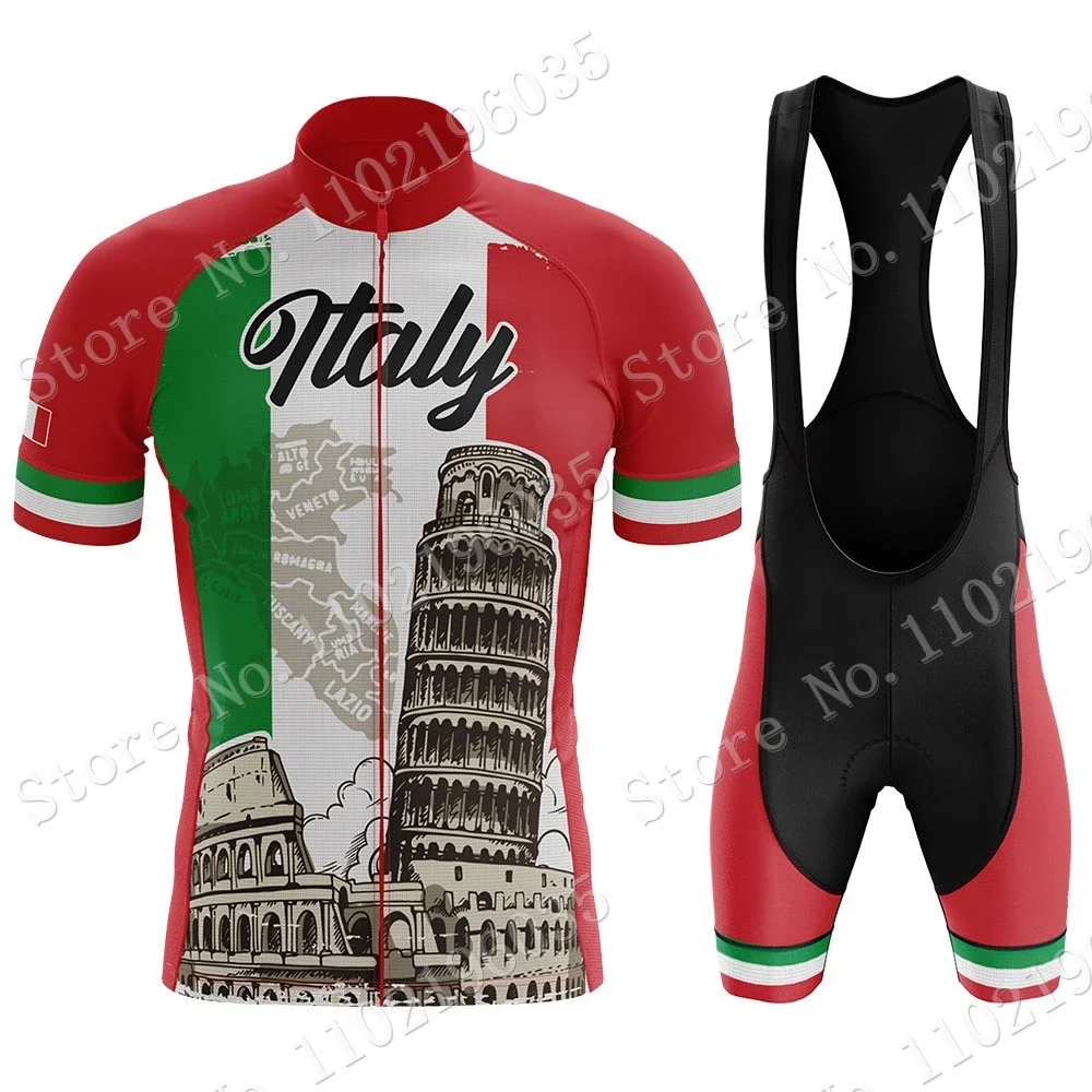 Italy National Team Cycling Jersey Set italia Cycling Clothing Man Road Bike Shirts Suit Bicycle Bib Shorts MTB Ropa