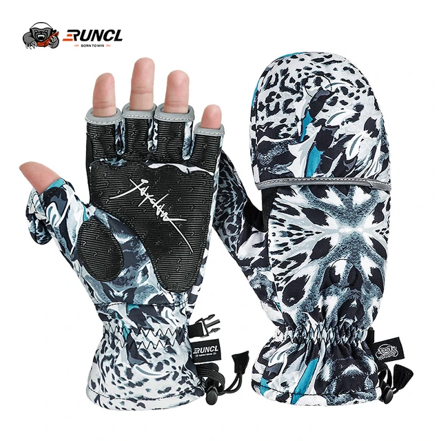 RUNCL Winter Fishing Gloves Warm Fingerless Mittens with 3M