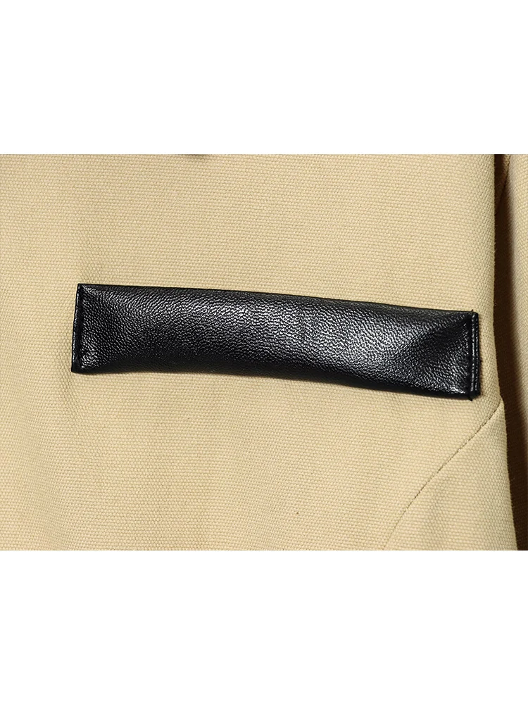 Autumn New Women's PU Leather Splicing Short Jacket Long Sleeve Slim Fit Temperament Top Female Chic Lapel High Street Outwear