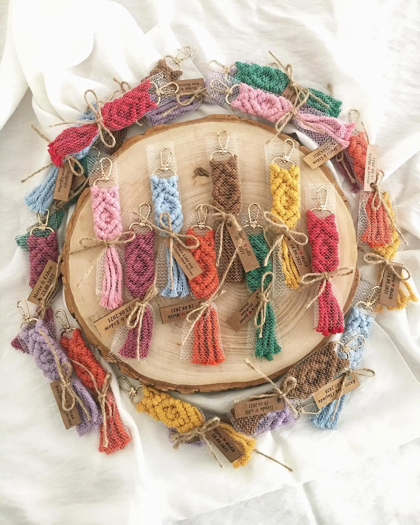 Macrame keychain 50 PCs tassel handmade persnallization wedding engagement kına baby baby shower gift DHL EXPRES KARGO WITH FAST