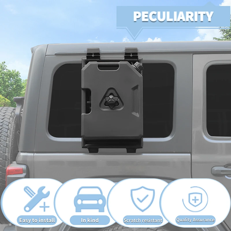 BAWA 7.5L 리어 윈도우 확장형 사다리 랙 + 물/연료 버킷 (지프 랭글러 JL 2018 2019 2020 2021 2022 2023 2024 2025 용)