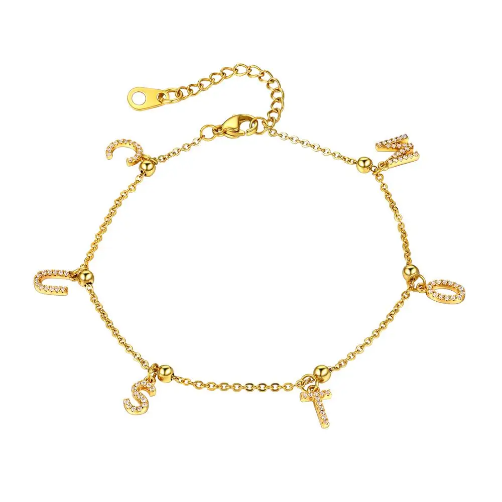 

U7 Personalized Name Anklets for Women Silver Gold Color Barefoot Jewelry Summer Beach Foot Accessories Ankle Bracelet