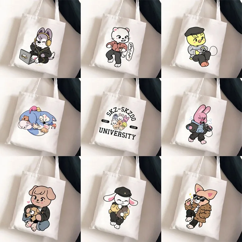 38 Style Stray Kids Skzoo Printed Canvas Tote Single-Shoulder Student Fashion Tote Bag