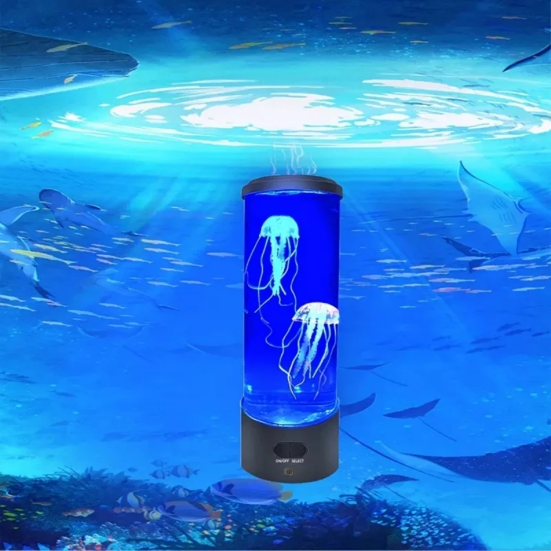 새로운 시뮬레이션 원통형 모양, LED 해파리 램프, 다채로운 분위기 테이블 램프, 야간 조명, 원격 제어 기능이 있는 USB 플러그