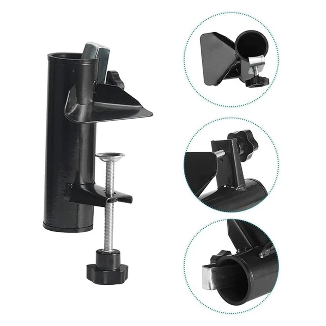 Fém Fekete Esernyő Állvány Klip Napfény Rögzített Bilincs Szerszám Kültéri Erkély Tájkép Kerítés Fedélzeti Székhez - Image 4