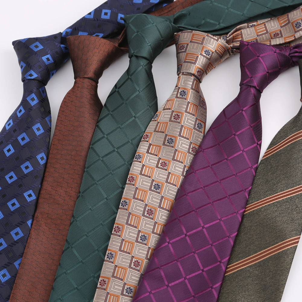 8CM Mens Ties Necktie Solid Twill Stripes Plaids for Man Groom for Business Party
