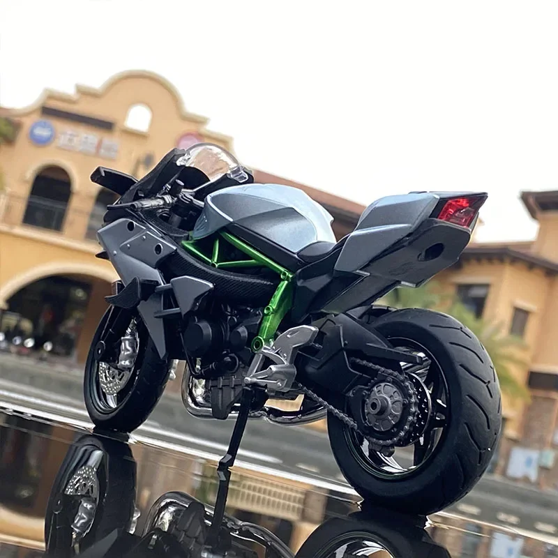 1:12 KAWASAKI H2R Alloy Racing Motorcycle Simulation Metal Street Race Motorcycle Model Sound And Light Collection Kids Toy Gift 6