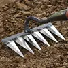 Gardening Hoe Weeding Rake Steel Farm Tool Metal Heavy Duty Tine Rake Dethatching Weeding Acreage Rake 4/5/6/7 Tines 3