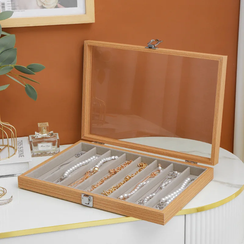 Necklace Organizer Box with Clear Lid for Jewelry Storage Display Case Pendant Necklace Bracelet Jewelry Box Organizer