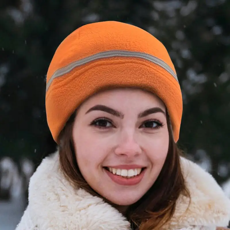 Reflective Winter Hat Winter High Visibility Unisex Beanie Warm Cuffed Hat Safety Beanie Reflective Windproof