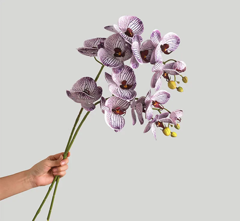 Realistische 7/9-köpfige Künstliche Schmetterlingsorchidee für Hochzeits-Blumenarrangements, Phalaenopsis für Tischvasen-Dekoration – Detail 11