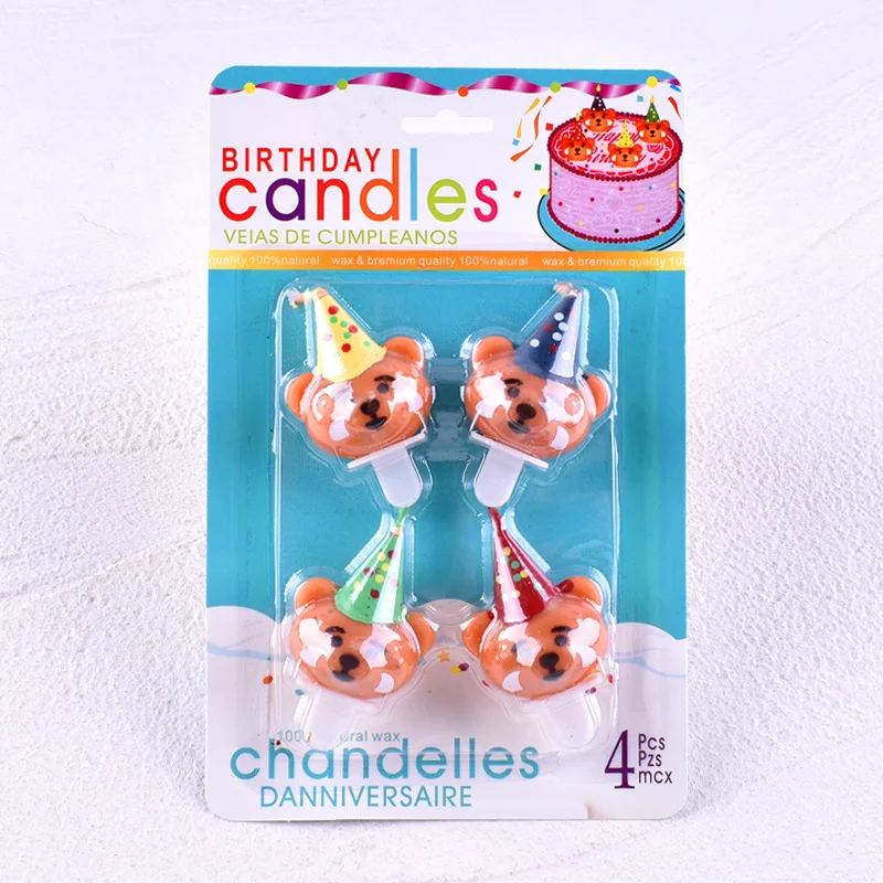 생일 축하 케이크로 만든 로맨틱한 선물과 귀여운 생일 파티 장식의 창의적인 시뮬레이션 11 귀여운 만화 다채로운 모자 작은 곰 생일 양초, 어린이 생일 케이크 장식 플러그인, 크리에이티브 작은 곰 양초