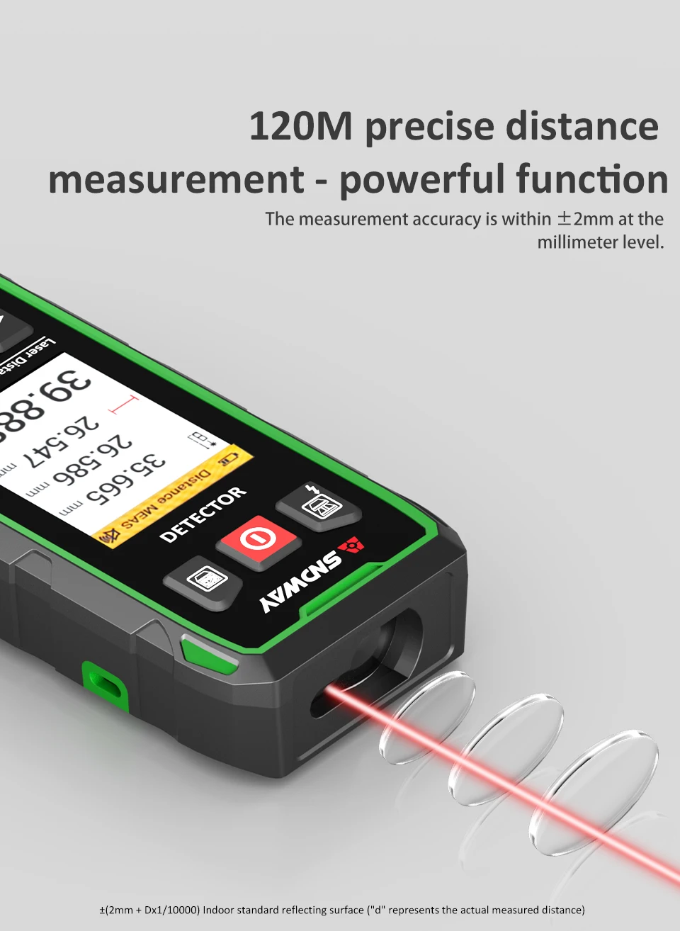 SW-6100GT 2-in-1 Laser Rangefinder Wall Scanner Metal Wood Stud Live Cable Detec