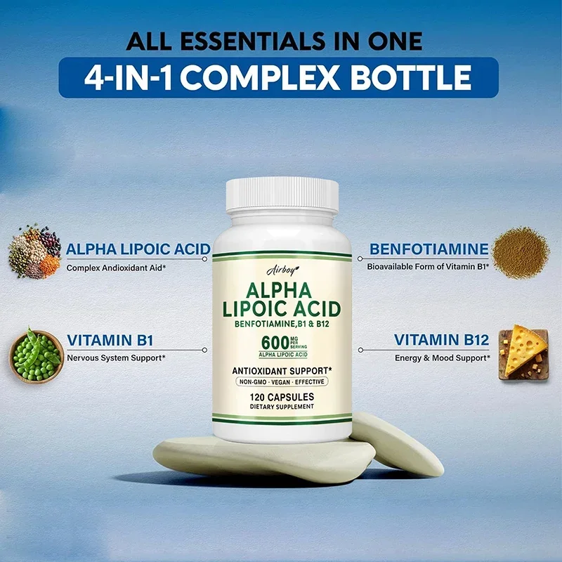 Alpha Lipoic Acid Capsules for Nerve Energy & Metabolism Support Promotes Cardiovascular Health Antioxidant