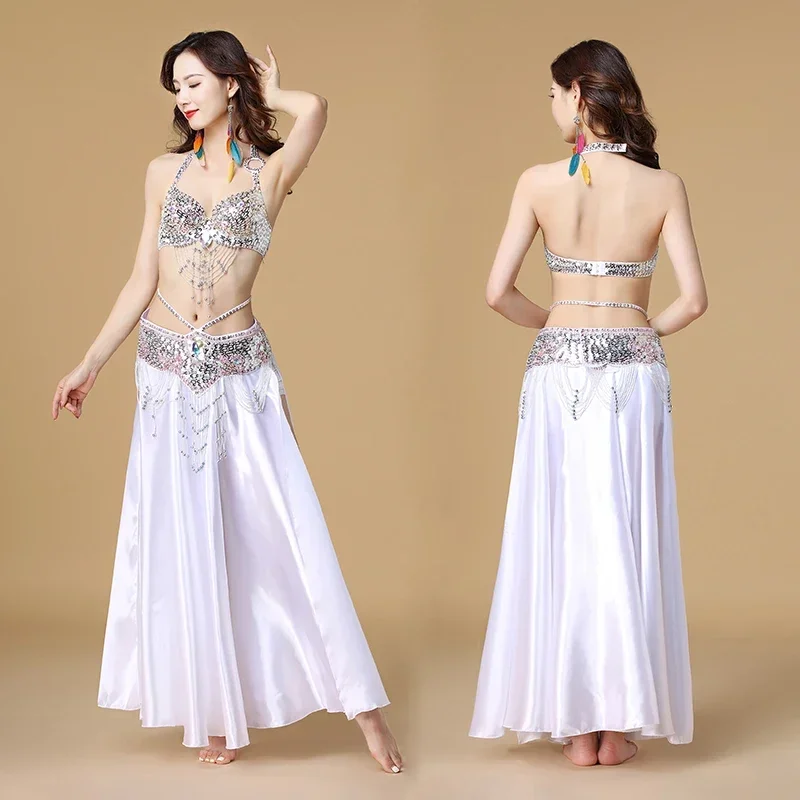 

Belly Dance Costume Indian dance 3pcs Bra&Belt&Skirt Sexy Dancing women dance clothes Set bellydance wear 8 color for selection