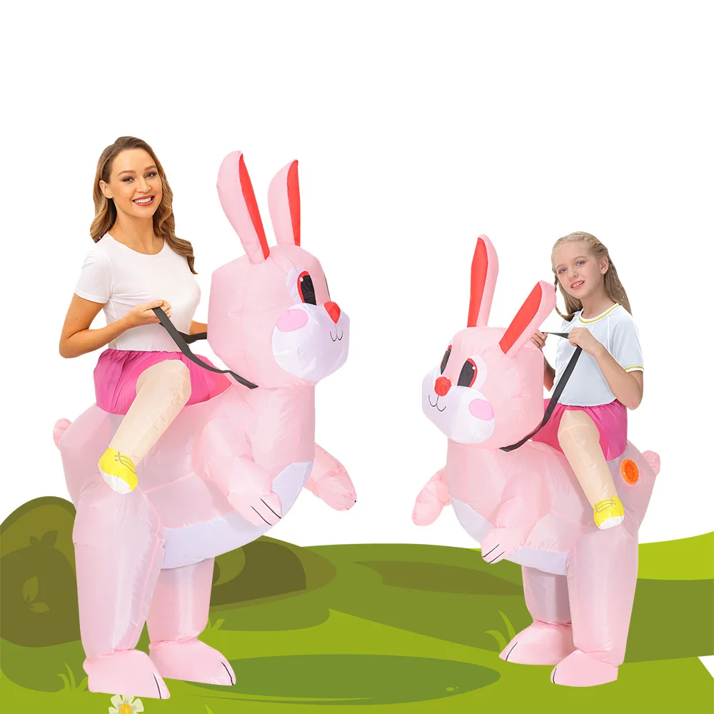 

Cute Pink Bunny Inflatable Costume Cosplay Anime Mascot Wearing Adult Children Halloween Party Carnival Easter Dress Up Props