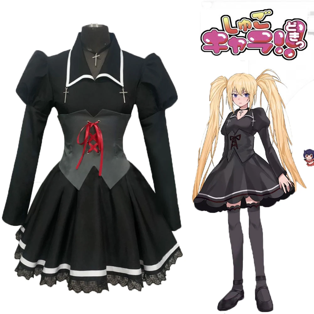 

Anime Shugo Chara Cosplay Hoshina Utau Costumes for Women Uniforms Sailor Suit Tsukiyomi Utau Dress Black Slim Waist Dresses