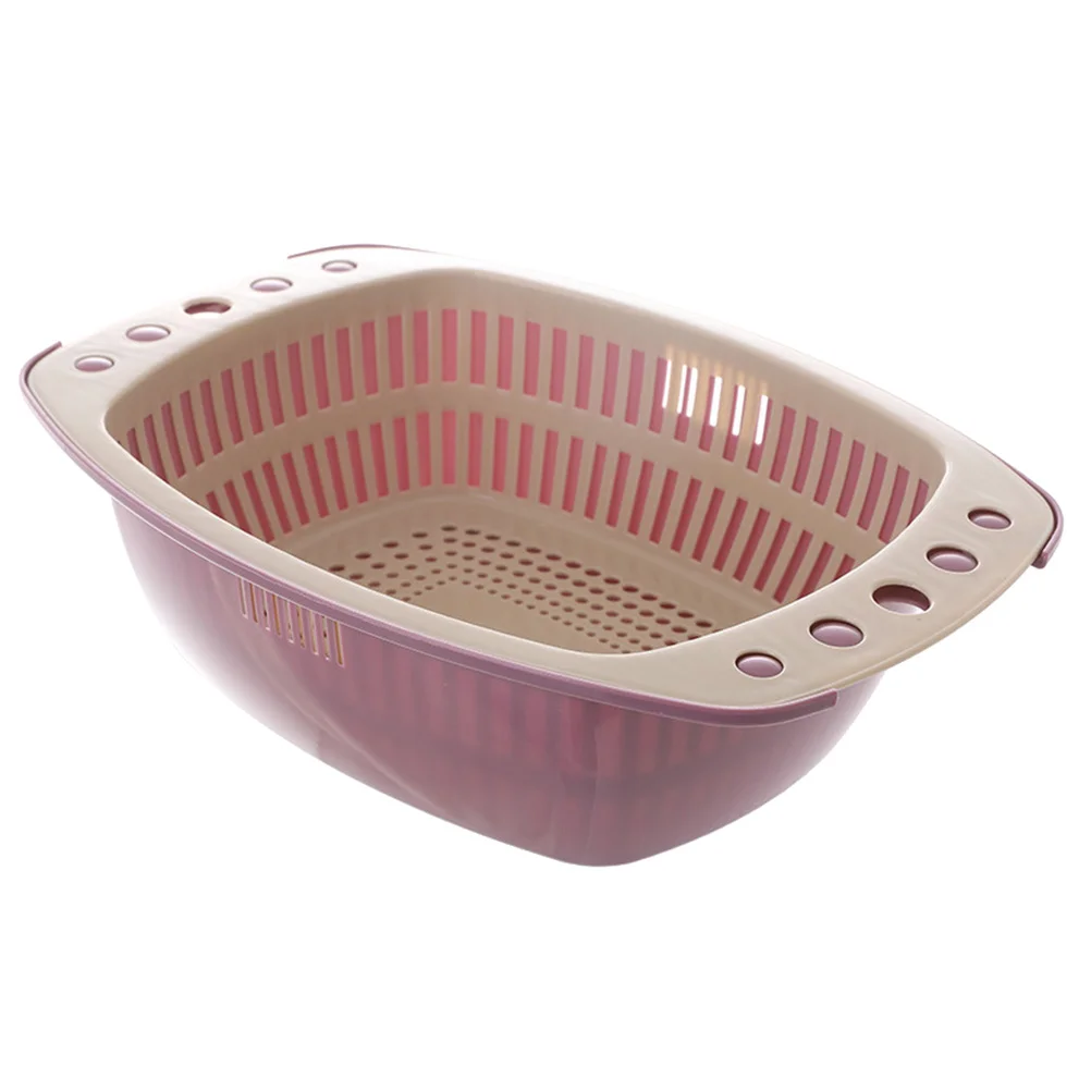 

2 Pcs Dish Washing Basket Fruit Strainer Vegetable Basin Double Layer Stackable Laundry Double-layer Drain
