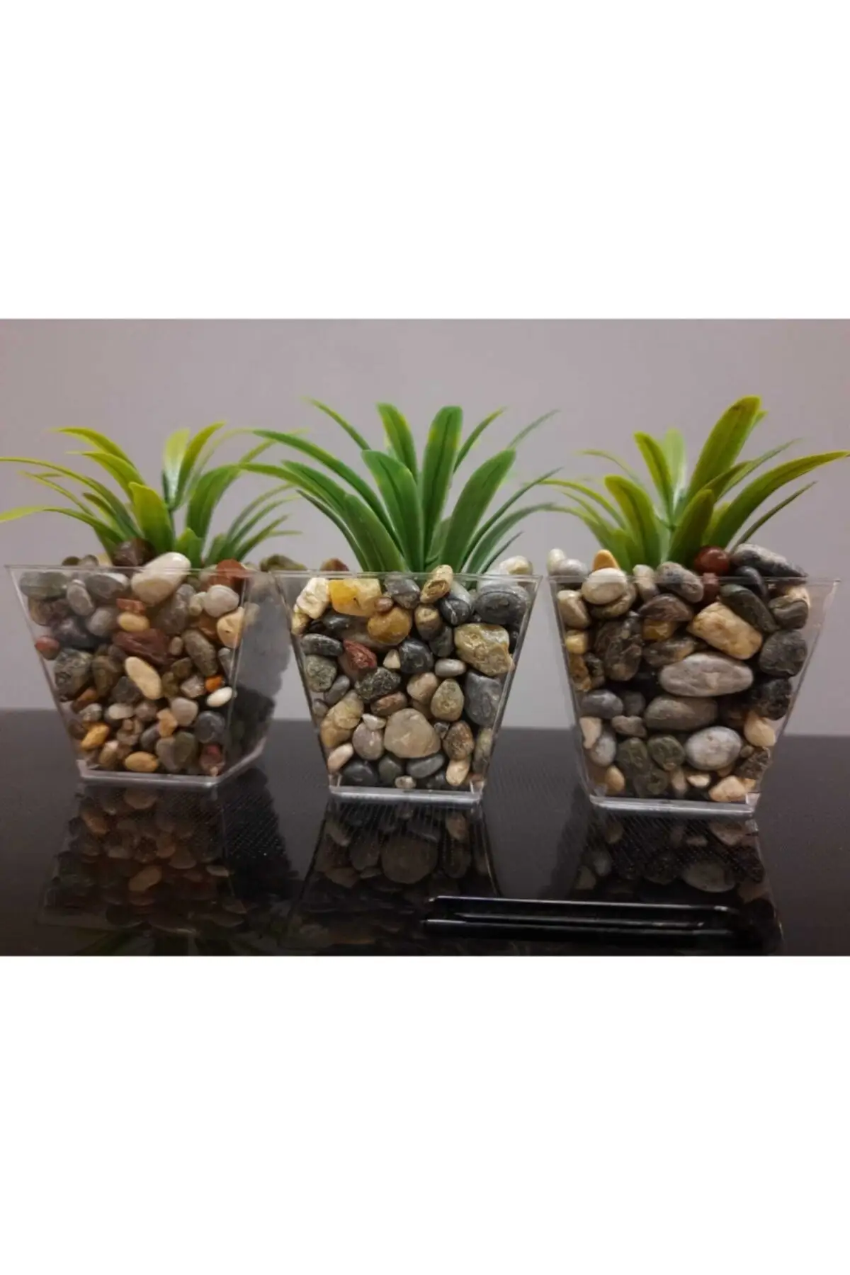 

3 Piece Pebble Pot Artificial Greenery Artificial Flower 6cm x 10cm artificial plant set desktop decor interior design
